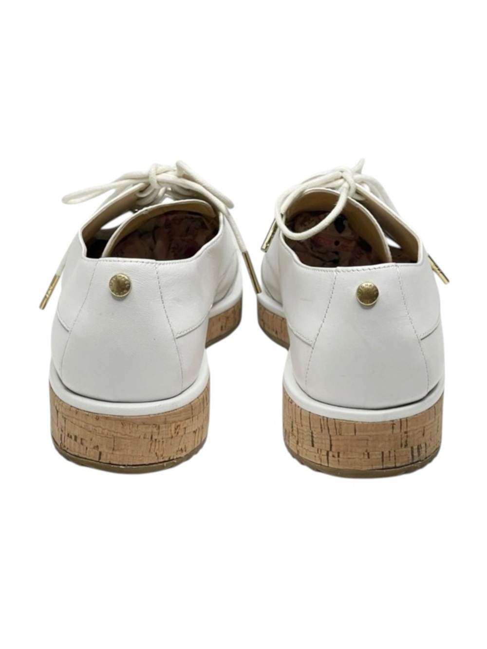 new Michael Kors ❁ Zane Leather Wingtip Cork Platform Espadrilles ❁ Optic White - Picture 3 of 16